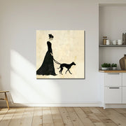 Vrouw met hond schilderij