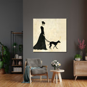 Vrouw met hond schilderij