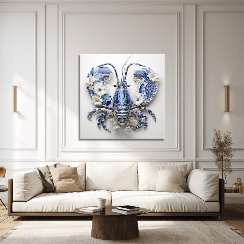 Hummer im Delfter-Blau-Stil