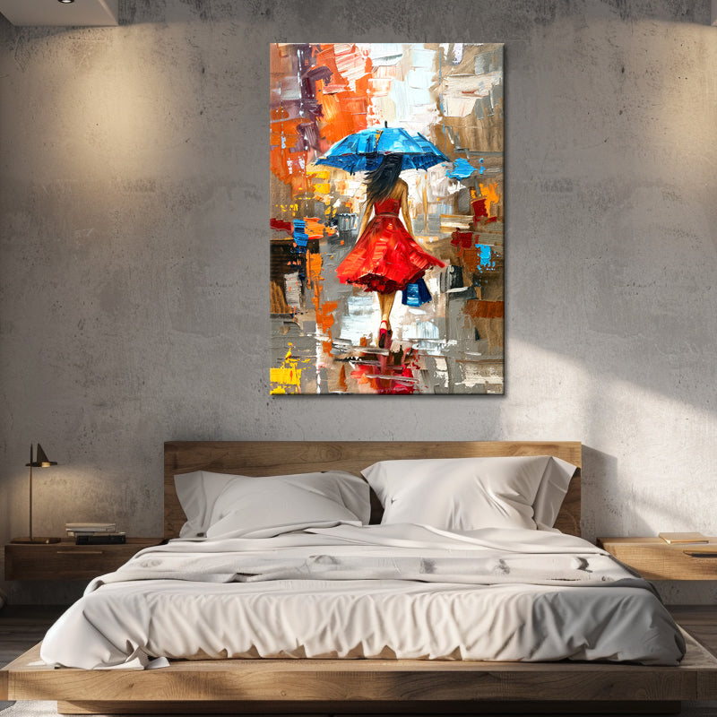 Schilderij Vrouw met paraplu