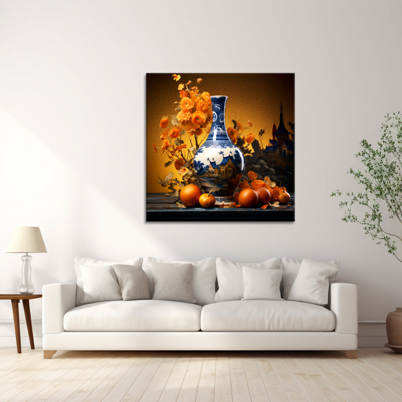 Vase mit orangen Blumen