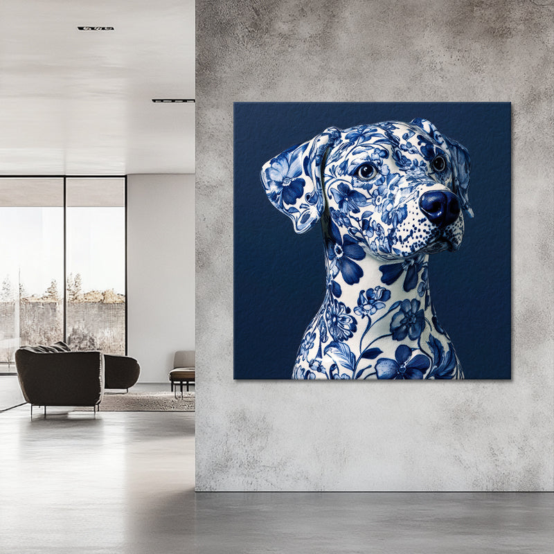 Hund in Delfter Blau