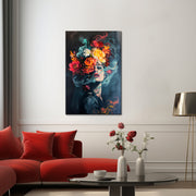 Schilderij vrouw bloemen