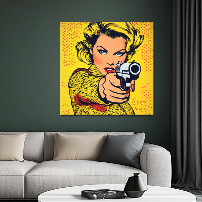 Pop-Art-Frau mit Pistole