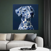 Hund in Delfter Blau