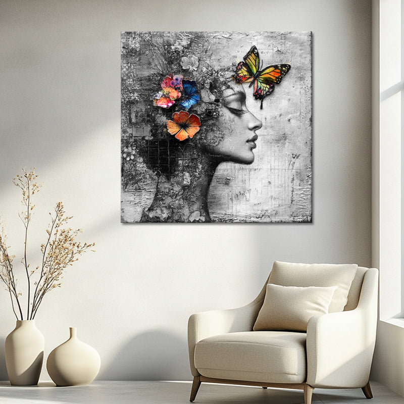 Vrouw vlinders schilderij I