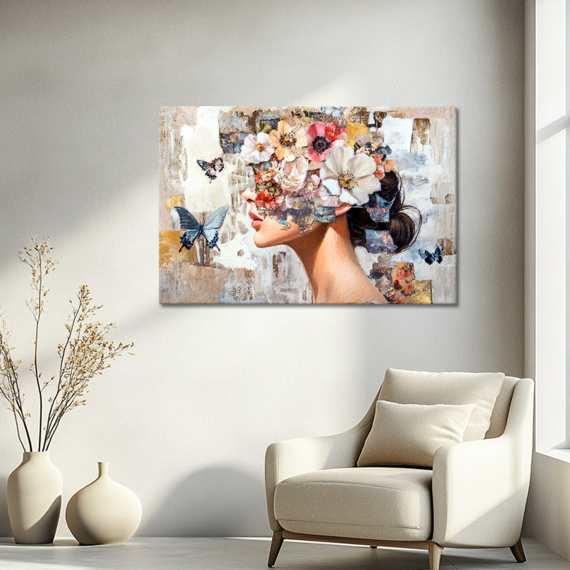 Frau Blume Schmetterling Kunstwerk