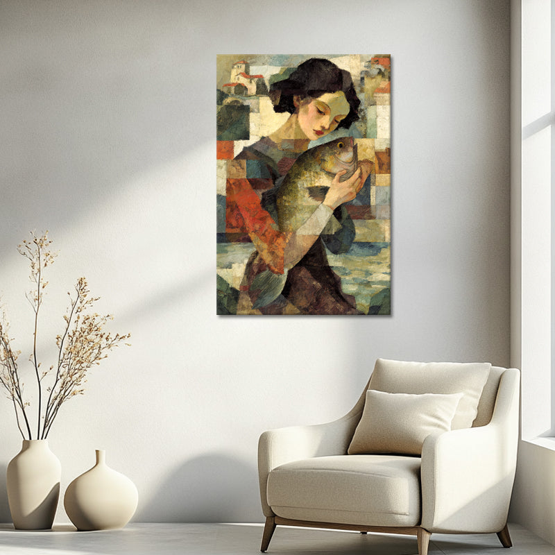 Surrealistische vrouw met vis