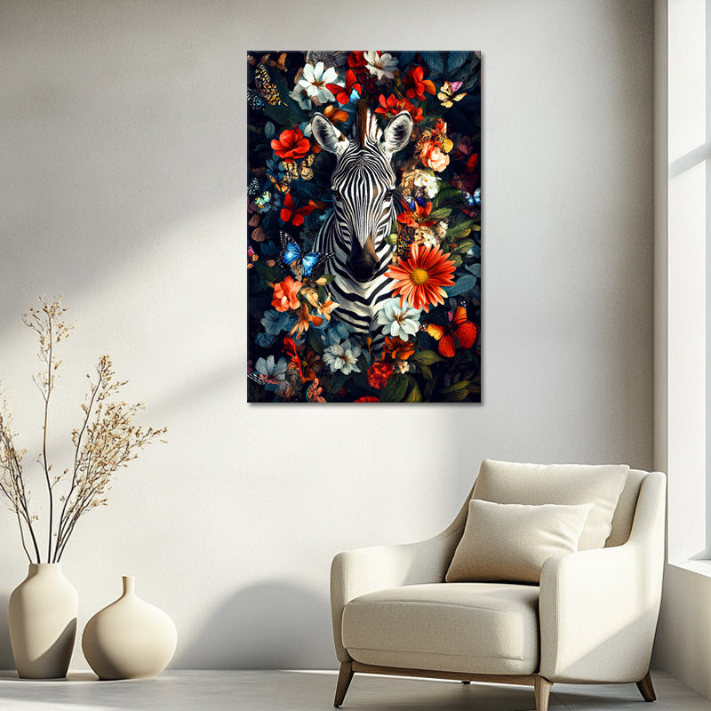 Zebra mit Blumen