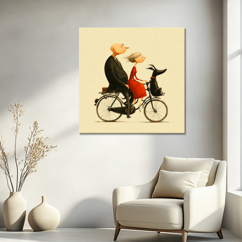 Koppel met hond op fiets III
