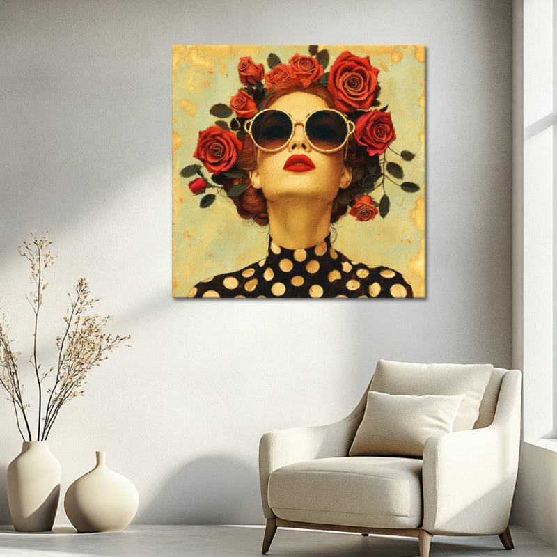 Vrouw met rozen kunstwerk