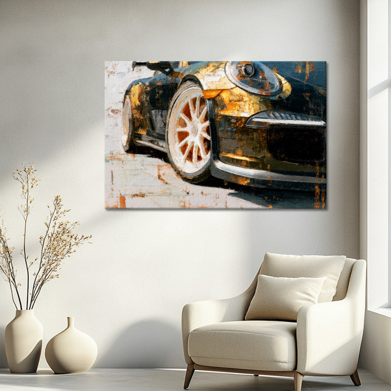 Schwarzer und goldener Porsche