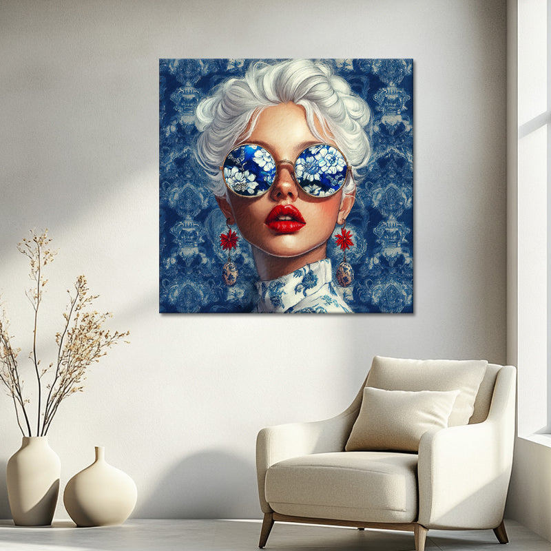 Modieuze vrouw schilderij I