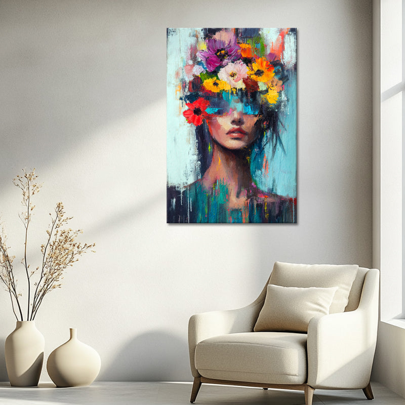 Frau mit Blumen im Haar