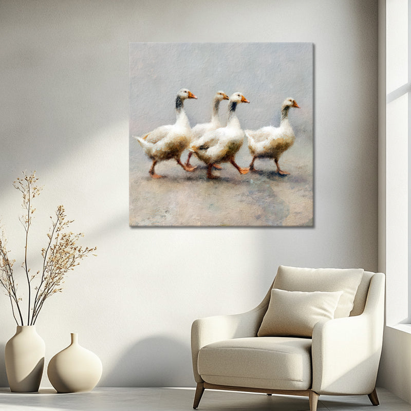 Vier Gänse Kunstwerk