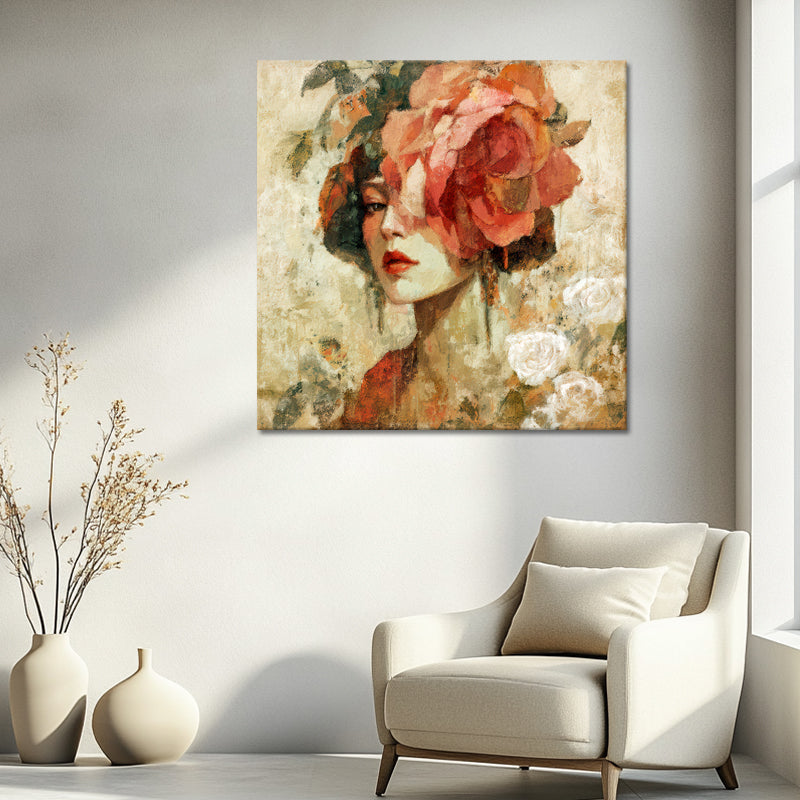Frau mit Blumenkranz
