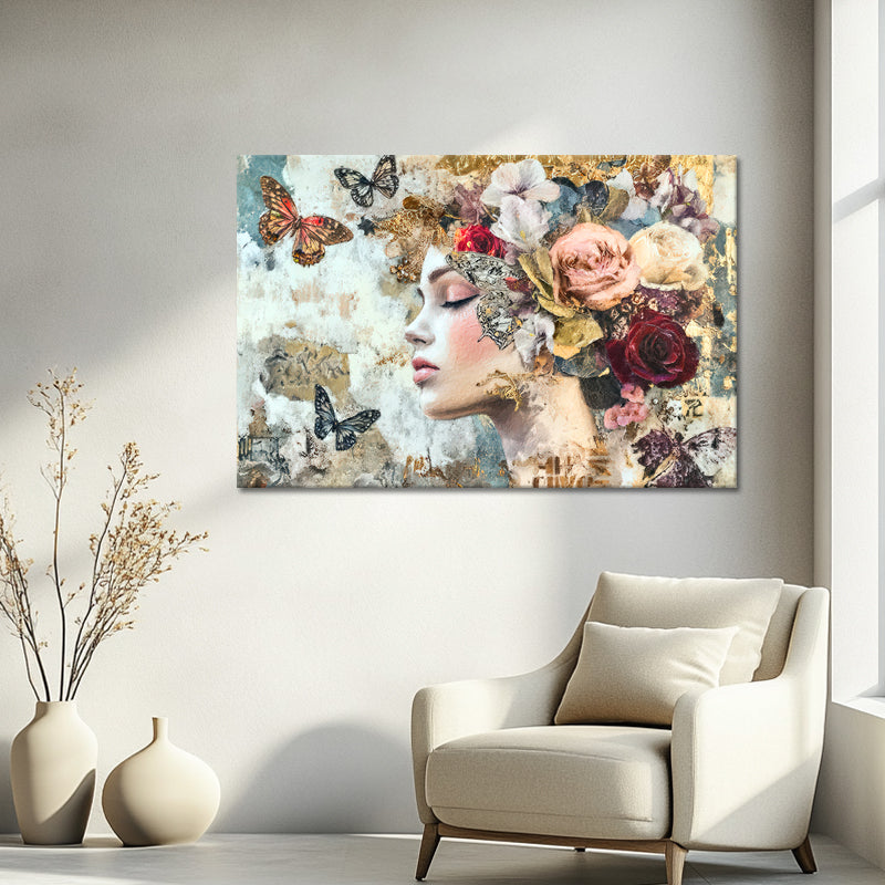 Vrouw, Vlinders & Bloemen