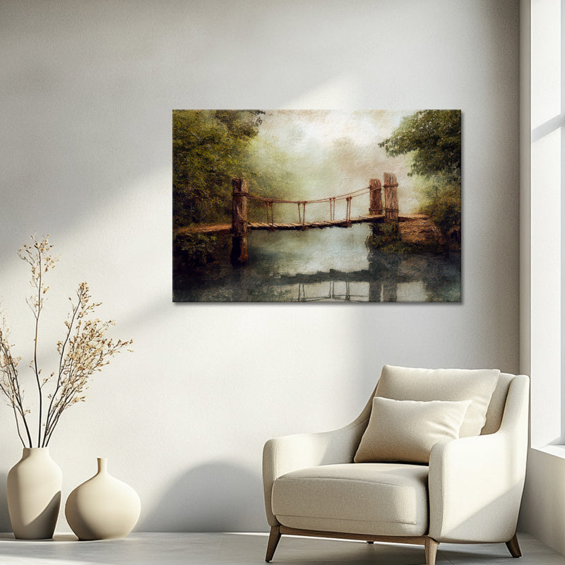 Rustikale Seilbrücke Fluss