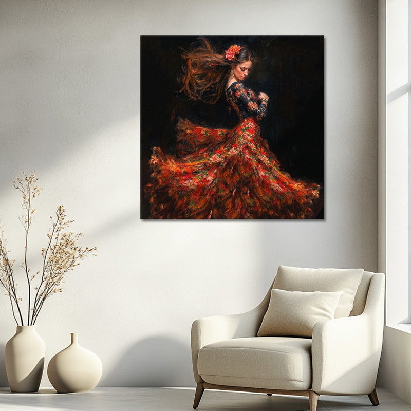 Spanische Frau im Flamenco-Kleid