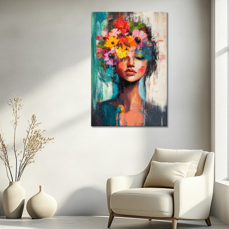 Vrouw met bloemen in haar II