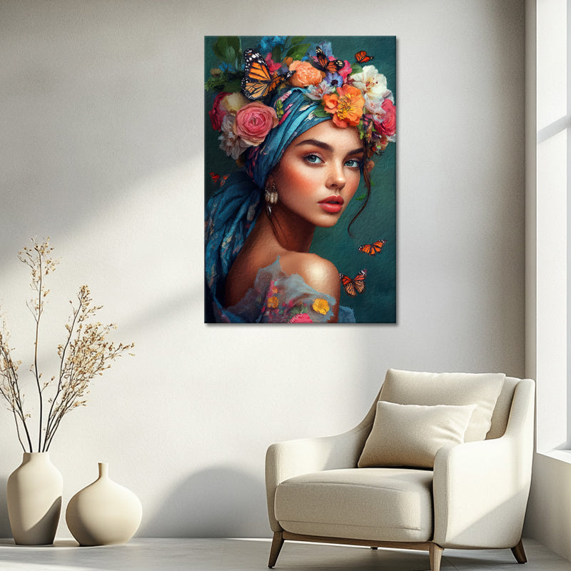 Vrouw in bloemen