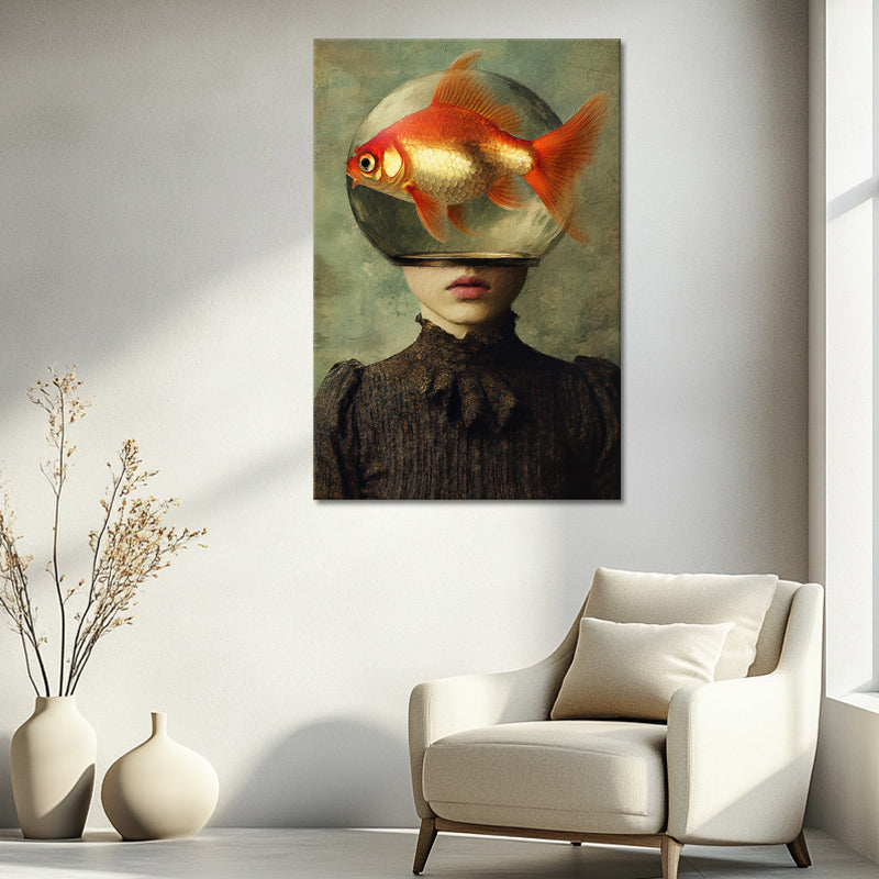 Surrealistische Frau mit Goldfisch