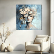 Dame mit Blumenschmuck