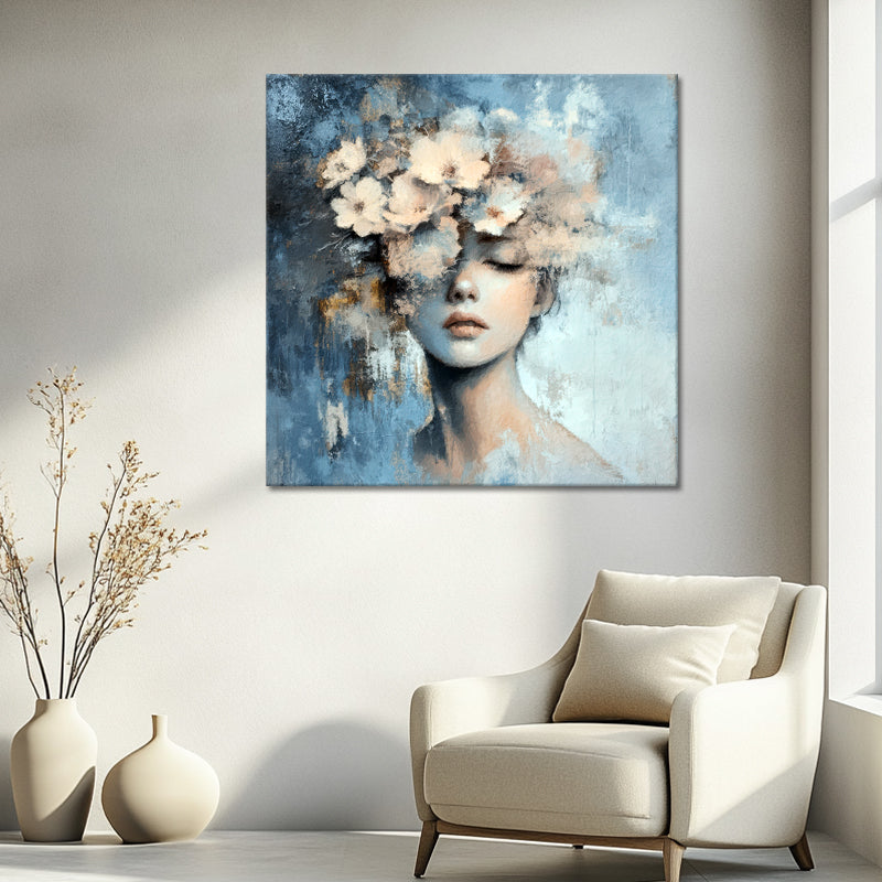 Dame mit Blumenschmuck