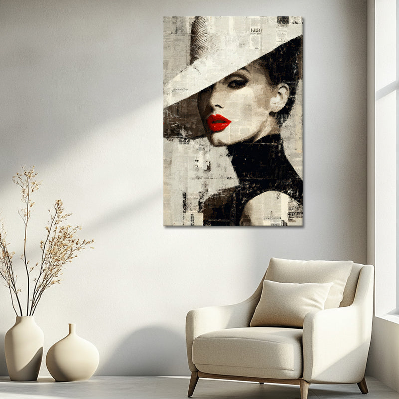 Mixed-Media Frau mit Hut I