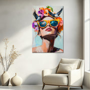 Schilderij Vrouw met vogels