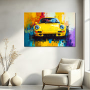 Porsche geel schilderij