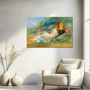 De Paille Or Femme Couchée Sur L’herbe - August Renoir