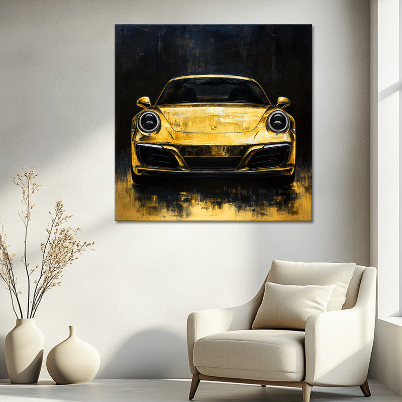 Gouden porsche schilderij