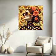Frau mit Rosen Kunst