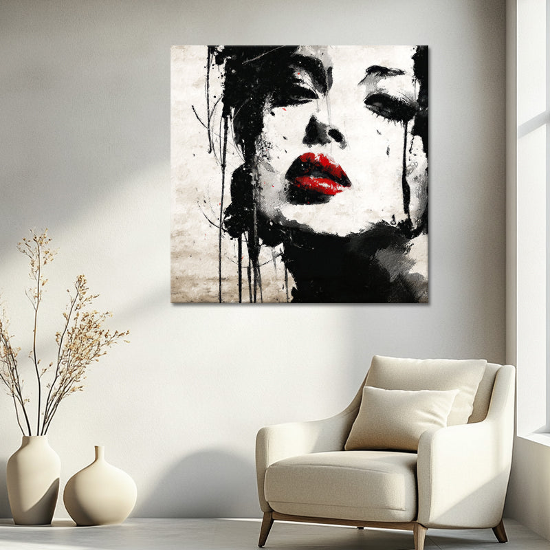 Kunst einer Frau mit roten Lippen