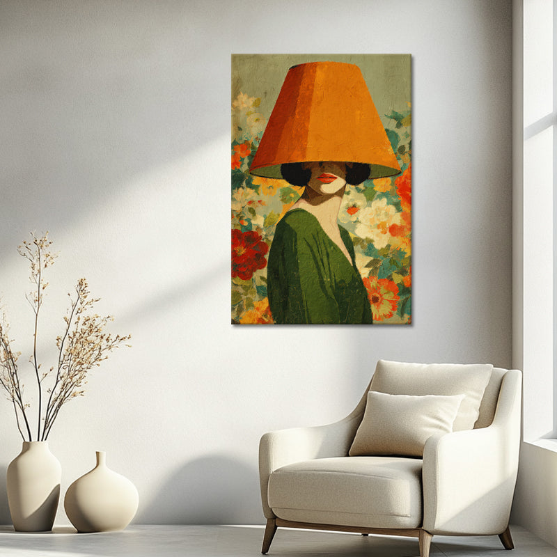 Frau mit Lampenschirm Kunst