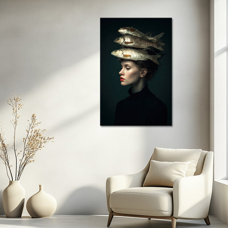 Surreëel Portret Vrouw Vis