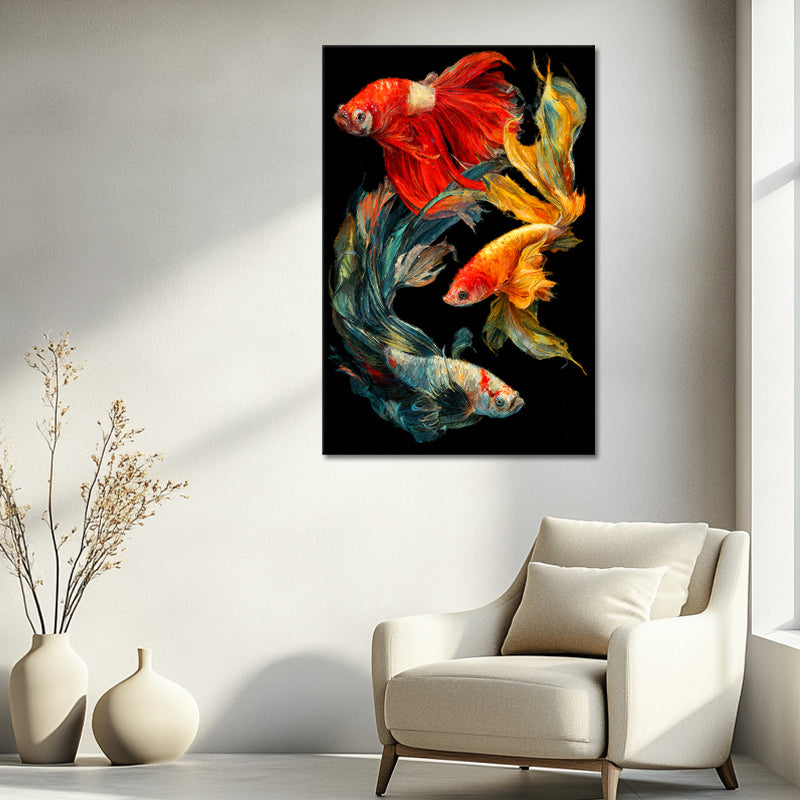 Schilderij drie vissen
