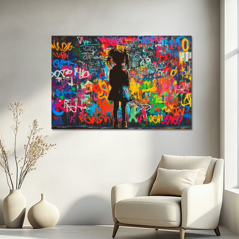 Mädchen vor Wand-Graffiti