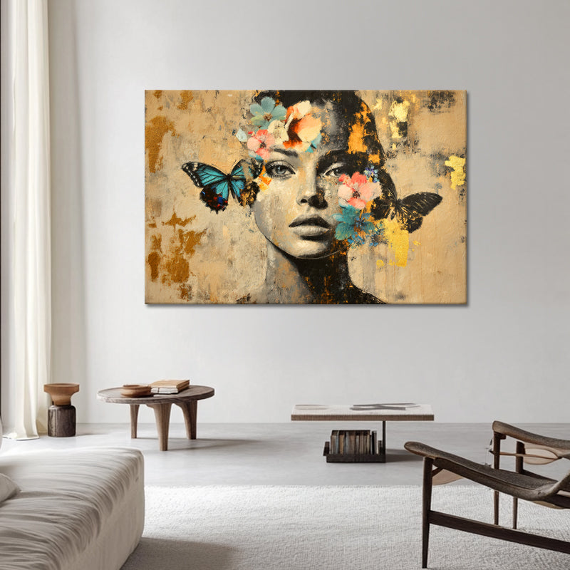 Vrouw Bloemen Vlinders