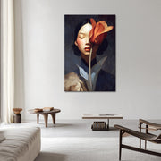 Frau mit Tulpe Porträt