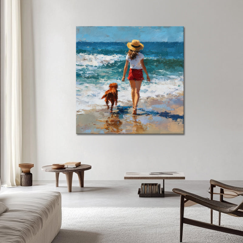Mädchen mit Hund am Strand II