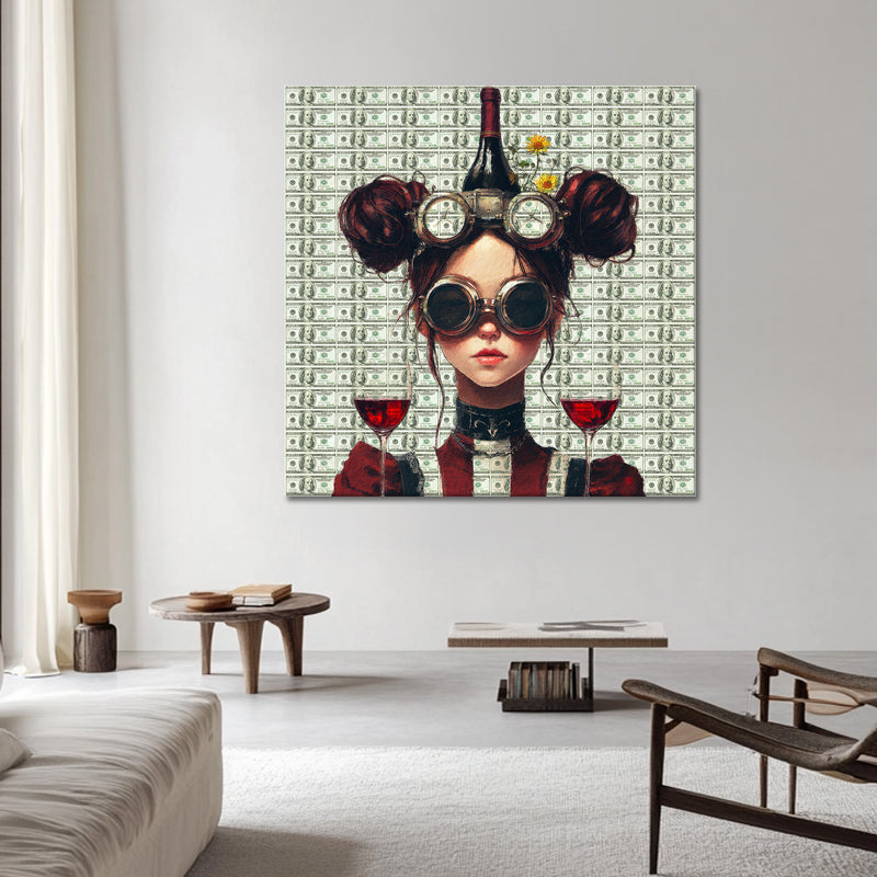 Modische Frau mit Wein