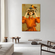 Stilvolle orangefarbene Frauenkunst