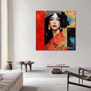 Frau in Rot und Gold