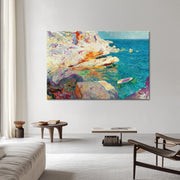 Rocks at javea the white boat - Joaquín Sorolla