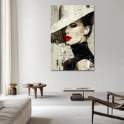 Mixed-Media Frau mit Hut I