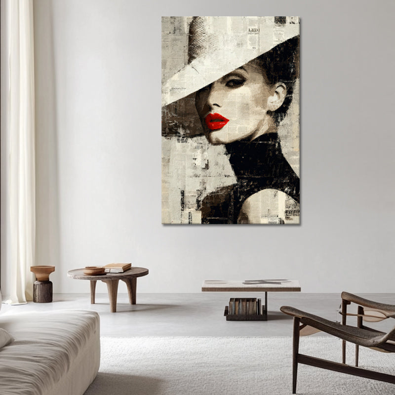 Mixed-Media Frau mit Hut I