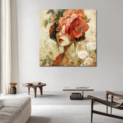 Frau mit Blumenkranz