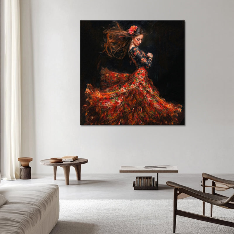 Spanische Frau im Flamenco-Kleid